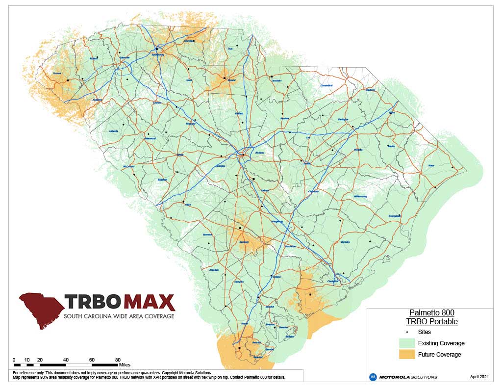 South Carolina Portable Radio Coverage Map