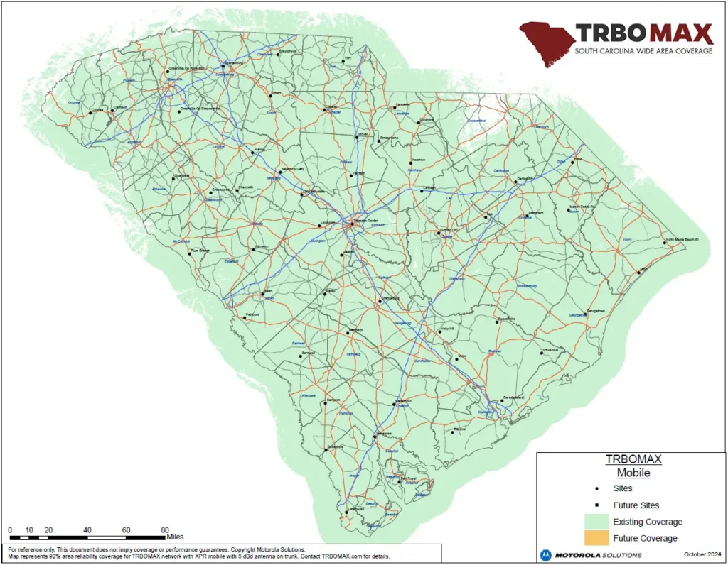 South Carolina TRBOMAX Mobile Coverage Map