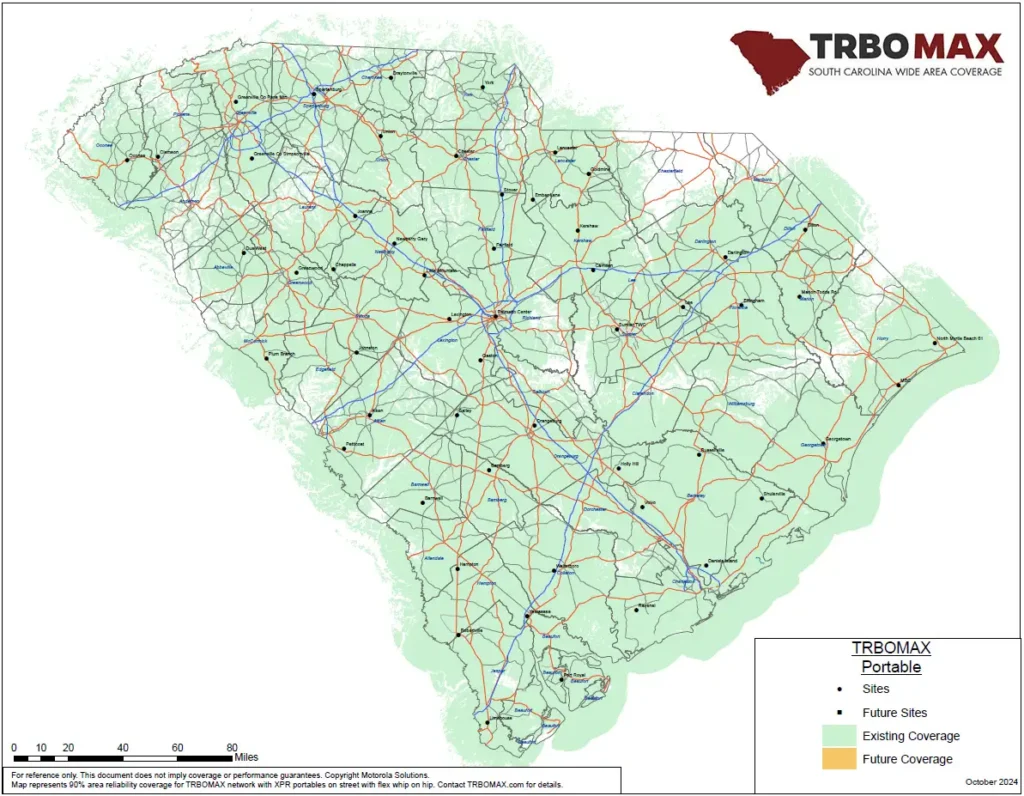 South Carolina TRBOMAX Portable Coverage Map